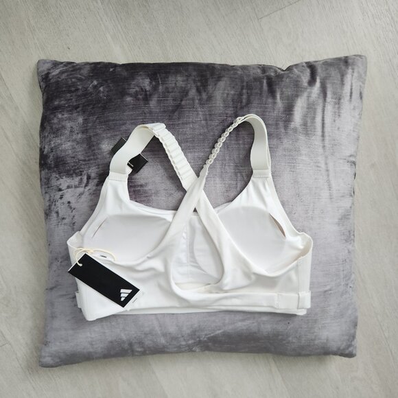 NWT White Sport Bra FastImpact Luxe Run High-Support adidas - Picture 12 of 13
